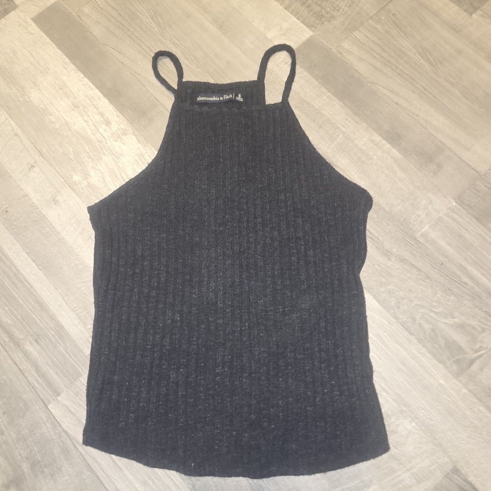 Abercrombie & Fitch Charcoal Ribbed Sleeveless Tank Top